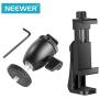 Neewer Cellphone Holder Clip Desktop Tripod Mount with Mini Ball Head Hot Shoe Adapter for 14-inch and 18-inch Ring Light and iPhone, Samsung, Huawei Smartphone Within 1.9-3.9 inches Width
