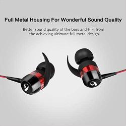 inOpera Wired Earbuds in-Ear Line-in Microphone Dynamic Crystal Clear Sound Earphones Noise Isolating Headset with 3.5 mm Jack Durable Cable for Cell Phones (Red/Black)