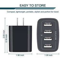 Wall Charger, USB Charger Adapter, Ailkin 4.8A 4Multi Port Fast Charging Station Power Base Block Plug Cube Brick for Phone 11Pro Max/XR/XS MAX/8/7 Plus, Samsung A10e/Note 10+/S10 Kindle Fire USB Plug