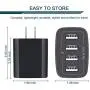 Wall Charger, USB Charger Adapter, Ailkin 4.8A 4Multi Port Fast Charging Station Power Base Block Plug Cube Brick for Phone 11Pro Max/XR/XS MAX/8/7 Plus, Samsung A10e/Note 10+/S10 Kindle Fire USB Plug