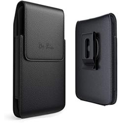DeBin iPhone 11 iPhone XR Holster, Premium Leather Belt Holster Case with Belt Clip (Swivel Clip) Cell Phone Holder Pouch for Apple iPhone 11 and 10r (Fits Cellphone with Other Case Cover on) Black