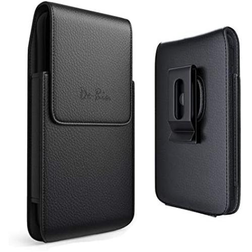 DeBin iPhone 11 iPhone XR Holster, Premium Leather Belt Holster Case with Belt Clip (Swivel Clip) Cell Phone Holder Pouch for Apple iPhone 11 and 10r (Fits Cellphone with Other Case Cover on) Black