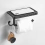 Delysia King Toilet Paper Holder Stand with Phone Shelf,Anti-Rust Aluminum Tissue Roll Dispenser Storage Wall Mounted (Black)