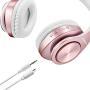 Bluetooth Headphones Wireless,Tuinyo Over Ear Stereo Wireless Headset 35H Playtime with deep bass, Soft Memory-Protein Earmuffs, Built-in Mic Wired Mode PC/Cell Phones/TV- Rose Gold