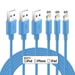 Lightning Cable MFi Certified - Nikolable iPhone Charger 3Pack 6ft Lighting to USB A Charging Cord Compatible with iPhone 11 Pro Max XS XR 8 Plus 7 Plus 6s Plus 5S SE iPad Pro and More, Blue