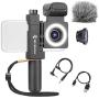 Movo SmartCine Complete Smartphone Video Rig with Built-in Stereo Microphone, LED Light, Wide-Angle and Fisheye Lenses - Youtuber Kit Compatible with iPhone/Android Phones - YouTube, Tik Tok Equipment