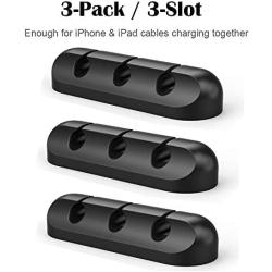 3 Pack Cable Clips - Simr Cord Organizer - Cable Management - 6mm Wire Holder System - Rubber Adhesive Cord Hooks fit Home, Office, Cubicle, Car, Desk Accessories