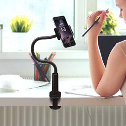 Aduro Solid-Grip Phone Holder for Desk - Adjustable Universal Gooseneck Smartphone Stand, with Durable Mount (Black)