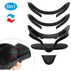 KIWI design VR Facial Interface Bracket & PU Leather Foam Face Cover Pad Replacement & Protective Lens Cover & Anti-Leakage Nose Pad Custom Set for Oculus Quest Accessories, 5-Piece Set