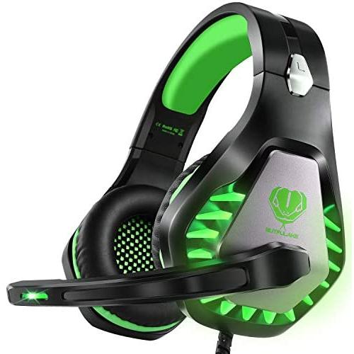 ENVEL Noise Cancelling Gaming Headset with 7.1 Surround Sound Stereo for PS4/Nintendo eShop Switch,Omnidirectional Microphone Vibration LED Light Compatible with Mac/PC/Laptop/Mac/PS3 Camo (Green)