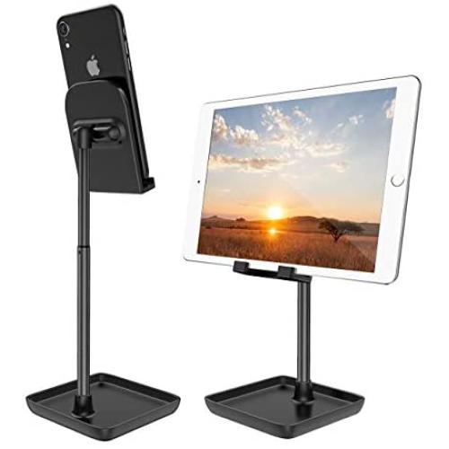 Cell Phone Stand for Desk,Height Angle Adjustable Phone Stand,Deep Dream Desktop Sturdy Aluminum Metal Phone Holder,Compatible with iPhone/iPad/Kindle/Mobile Phone/Tablet,4-13in