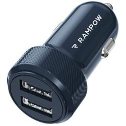 RAMPOW 24W Dual USB Car Charger - [DC 12-24V] 4.8A Fast Car Charger - USB Car Charger Adapter Compatible with iPhone, Samsung, LG, HTC, Sony, Oneplus, Tablets, GPS Devices and More - Navy