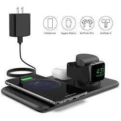 LETSCOM Wireless Charger,3 in 1 Qi-Certified 15W Fast Charging Station with QC3.0 Adapter for Apple Watch, AirPods, Wireless Charging Dock Compatible with iPhone 11/11 Pro/XS Max/XR/XS/X/iWatch Series