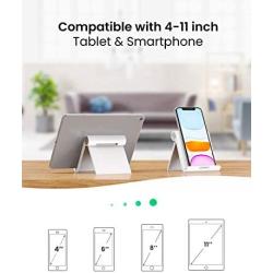 UGREEN Tablet Stand Holder Adjustable Compatible for iPad 10.2 2019, iPad Pro 11 Inch 2020, iPad 9.7 2018, iPad Mini 5 4 3 2, iPad Air, Nintendo Switch, iPhone 11 Pro Max SE XS XR X 8 Plus 7 6 (White)
