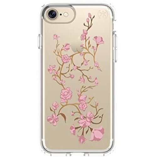 Speck Products Presidio Clear + Print Cell Phone Case for iPhone 7 - Goldenblossom Pink/Clear