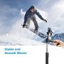 Snik-S 5 in 1 Selfie Stick Suitable for GoPro and Various Motion Cameras, 360° Long Shot Gimbal Stabilize Selfie Stick Extendable Anti-Shake with LED and Tripod for Light with Wireless Remote Shutter