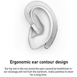 Ear-Hook Bluetooth Headphone,Wireless Non Ear Plug Single Ear Bluetooth Headset with Mic,Painless Wearing Bluetooth Earpiece 8-10 Hrs Playtime for Cell Phone(Silver)