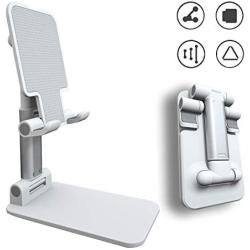 Adjustable Phone Stand Holder, ZHIKE Foldable Tablet Stand Mobile Phone Mount for Desk Compatible with Samsung Galaxy ipad Mini iPhone 11 Series X Xs max All Smartphones Smartphone, Kindle (White)