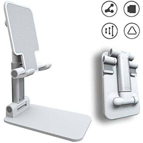 Adjustable Phone Stand Holder, ZHIKE Foldable Tablet Stand Mobile Phone Mount for Desk Compatible with Samsung Galaxy ipad Mini iPhone 11 Series X Xs max All Smartphones Smartphone, Kindle (White)