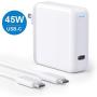 USB C Fast Charger for MacBook Air 2020/2018, Knofarm 45W USB C Wall Charger Power Adapter with 6.6ft USB C to C Cable for New iPad Pro 2020/2018,MacBook Pro/MacBook 12 inch, iPhone, Galaxy, Pixel