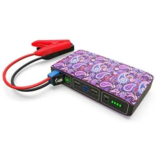 HALO Bolt 57720 mWh Portable Phone Charger Power Bank Car Jump Starter - Purple Paisley