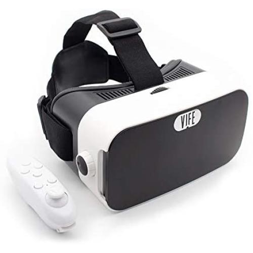 VIFE, Virtual Reality Headset,3D VR Glasses for Mobile Games and Video & Movies,with Bluetooth Remote Controller,Compatible 3.5-6 inch iPhone/Android Phone,Including iPhone,Samsung, LG,etc (White)