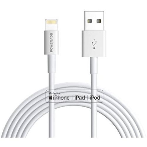 POWERADD Lightning Cable 6.6ft MFI Certified iPhone Charger USB Charging/Sync Lightning Cord 8 Pins Compatible with iPhone SE 11 11 Pro 11 Pro Max Xs MAX XR X 8 7 6S 6 5, iPad and More
