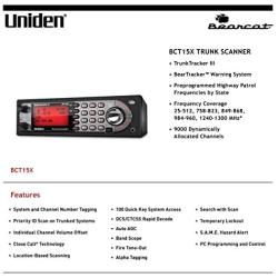 Uniden BearTracker Scanner (BCT15X) with 9,000 Channels, TrunkTracker III Technology, Base/Mobile Design, Close Call RF Capture Technology with Location-Based Scanning, - Black Color