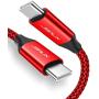 USB C to USB C 60W Charging Cable, JSAUX[2 Pack 6.6ft] USB Type C Charger Cord Compatible with Samsung Galaxy S20 S20+ S20 Ultra Note 10 Plus A80, Google Pixel 2/3/3a/4 XL, iPad Pro 2018 etc-Red