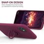 KUMEEK for iPhone 11 Case Fingerprint | Kickstand | Anti-Scratch | Microfiber Liner Shock Absorption Gel Rubber Full Body Protection Liquid Silicone Case for iPhone 11-WineRed