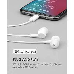 PALOVUE Lightning Headphones Earphones Earbuds Compatible iPhone 11 Pro Max iPhone X XS Max XR iPhone 8 Plus iPhone 7 Plus MFi Certified with Microphone Controller SweetFlow (White)