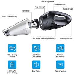 Handheld Vacuum,hand held vacuum cordless rechargeable with 7000PA Powerful Suction, Light Weight handheld vacuum cordless for Home/Car, House and Wood floors Cleaning,Wet Dry Vac