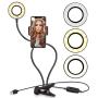 Selfie Ring Light with Stand and Cell Phone Holder,Anyoug Mini LED Ring Light Phone Makeup Light for Live Stream/Makeup with Flexible Arms [3-Light Mode] [10-Level Brightness] for iPhone Android