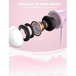 Earbuds, Vogek Tangle-Free Flat Cord Ergonomic in-Ear Headphones with Dynamic Crystal Clear Sound, Earphones with S/M/L Eartips Compatible with Samsung, Android Phone and More (Pink) Title