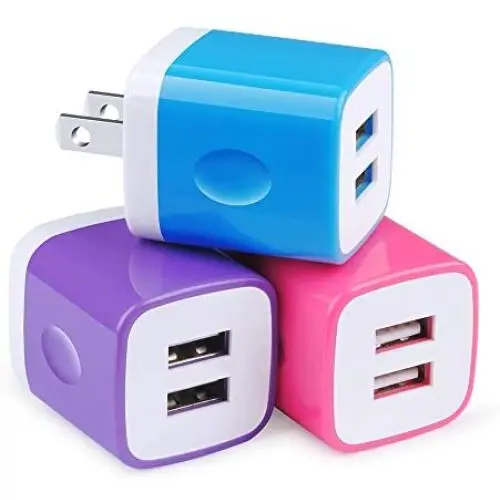 USB Wall Charger,Charging Block 3-Pack 2.1A Dual Port USB Wall Charging Plug Head Travel Charger Cube Compatible for iPhone 11,Xs,XR,Xs Max,X,8 7 6 Plus,Samsung Galaxy,LG,Moto,Google,Android Phone