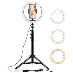 ESR 10” Selfie Ring Light with Tripod Stand & Phone Holder, Dimmable Beauty Ring Light for Vlogs, Selfies, Makeup, Livestreaming, Videos, and Photography [Compatible with iPhone & Android]