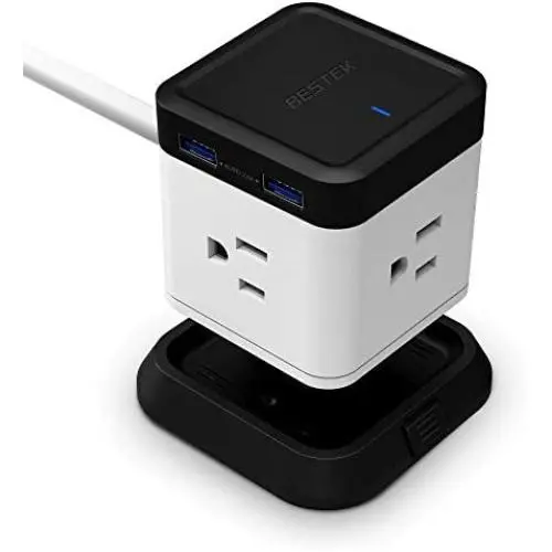 BESTEK Vertical Cube Power Strip with Mountable Detachable Base 5 Extension Cord (MRJ3006-BK) BESTEK Vertical Cube Power Strip with Mountable Detachable Base 5 Extension Cord (MRJ3006-BK)
