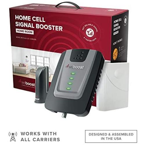 weBoost Home Room (472120) Cell Phone Signal Booster Kit | Up to 1,500 sq ft | All U.S. Carriers - Verizon, AT&T, T-Mobile, Sprint & More | FCC Approved,Black, Grey, Red