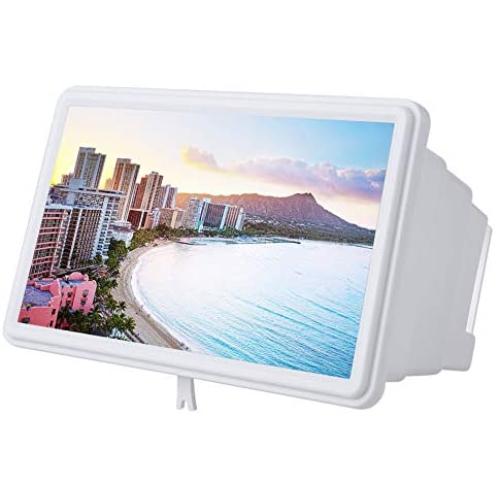 Mobile Phone Screen Magnifier, Universal 12 Inch Mobile Phone 3D Retractable Amplifier Screen Magnifier, Retractable High Definition Screen Amplifier Enlarged Expander(White)