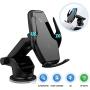 Wireless Car Charger 15W Qi Fast Charging Infrared Sensor Automatic Clamping Mount Windshield Dash Air Vent Holder Dual 3.0A Quick Charge USB Ports Compatible with iPhone Samsung Galaxy LG Smartphone