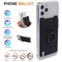 New 5-in-1 Cell Phone Wallet-Stick On Spandex Ring Card Holder Sleeve Back-Double-Pocket+Magnetic+Finger Grip Strap Loop+Kickstand+RFID Block ,Most of Smartphones (iPhone/Android/Samsung Galaxy)