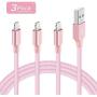 MFi Certified iPhone Charger Cable - Novtech 3Pack 3/6/9FT iPhone USB Charging Cable for iPhone 11 Pro XR Xs Max X 8Plus 7Plus 6S Plus 6 5S iPad and More - Pink