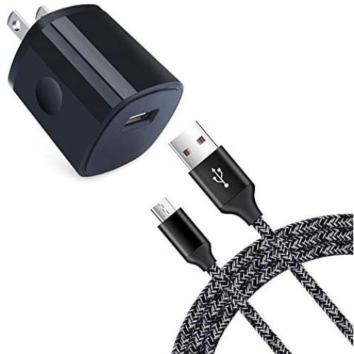 Charging Plug Adapter, Fast Charging Micro USB Cable Android Compatible for Samsung Galaxy S7 S6 J8 J7 J6 J5 J4 J3,Note 5 4 3,LG K7 K8 K20 Aristo 2 3 4+,LG Stylo 2 3 2V,Moto E5 E6 E4 E3 G5,Kindle Fire