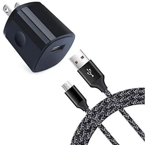 Charging Plug Adapter, Fast Charging Micro USB Cable Android Compatible for Samsung Galaxy S7 S6 J8 J7 J6 J5 J4 J3,Note 5 4 3,LG K7 K8 K20 Aristo 2 3 4+,LG Stylo 2 3 2V,Moto E5 E6 E4 E3 G5,Kindle Fire