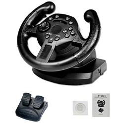 Taimot Wireless Android Controller, Game Racing Steering Wheel Compatible with PS3/PC (D-Input/X-Input) Simulated Driving Controller Vibration for Android Phone