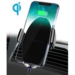 NANAMI Wireless Car Charger Mount,7.5W/10W Fast Charging Auto-Clamping Car Phone Holder Air Vent Compatible iPhone SE/11/11 Pro/11 Pro Max/XS Max/XS/XR/X/8 Plus,Samsung S20/S10/S9/S8/S7/Note 10+/9/8/5