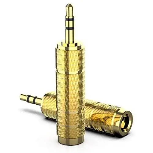 3.5mm (1/8 inch) Male to 6.35mm (1/4 inch) Female Stereo Audio Headphones Adapter, 3.5 to 6.35 mm Converter, 2 Pack-Gold Plated 3.5mm (1/8 inch) Male to 6.35mm (1/4 inch) Female Stereo Audio Headphones Adapter, 3.5 to 6.35 mm Converter, 2 Pack-Gold Plated
