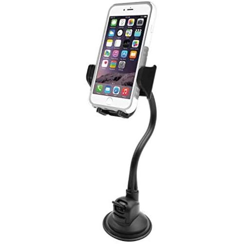 Macally Windshield Phone Mount, Adjustable Suction Cup Window Phone Mount Holder for iPhone XS XS Max XR X 8 8 Plus 7 7+ 6s 6 SE Samsung Galaxy S9 S9+ S8 S8+ S7 Edge Note 5 Nexus 6 Pixel LG (MGRIP)