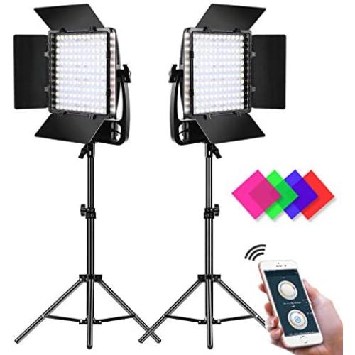 GVM LED Video Light 50W with APP Control 3200K-5600K Photography Lighting Bi-Color Panel for YouTube Video Shooting 2 Pack LED Video Lighting Kit