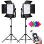 GVM LED Video Light 50W with APP Control 3200K-5600K Photography Lighting Bi-Color Panel for YouTube Video Shooting 2 Pack LED Video Lighting Kit